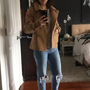 American Eagle camel double breasted pea coat